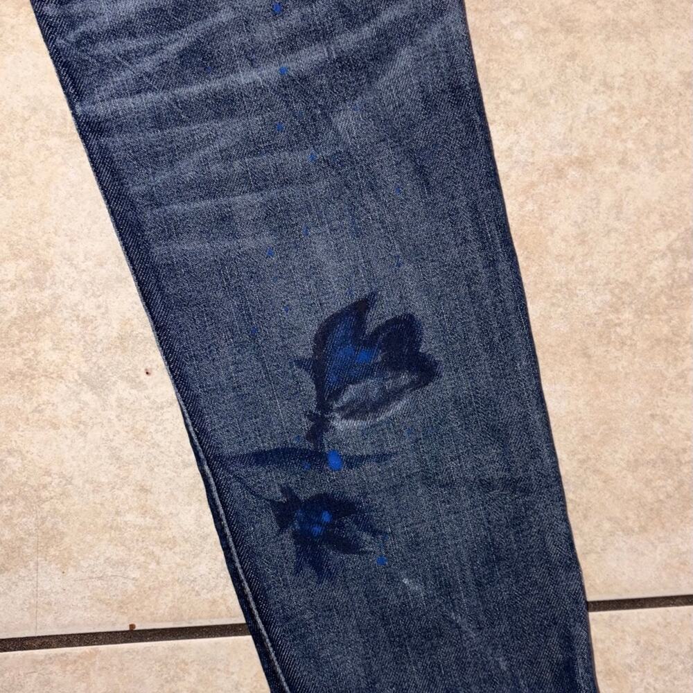 Polo Ralph Lauren Astor slim boyfriend size 27 paint flowers blue - Picture 10 of 11